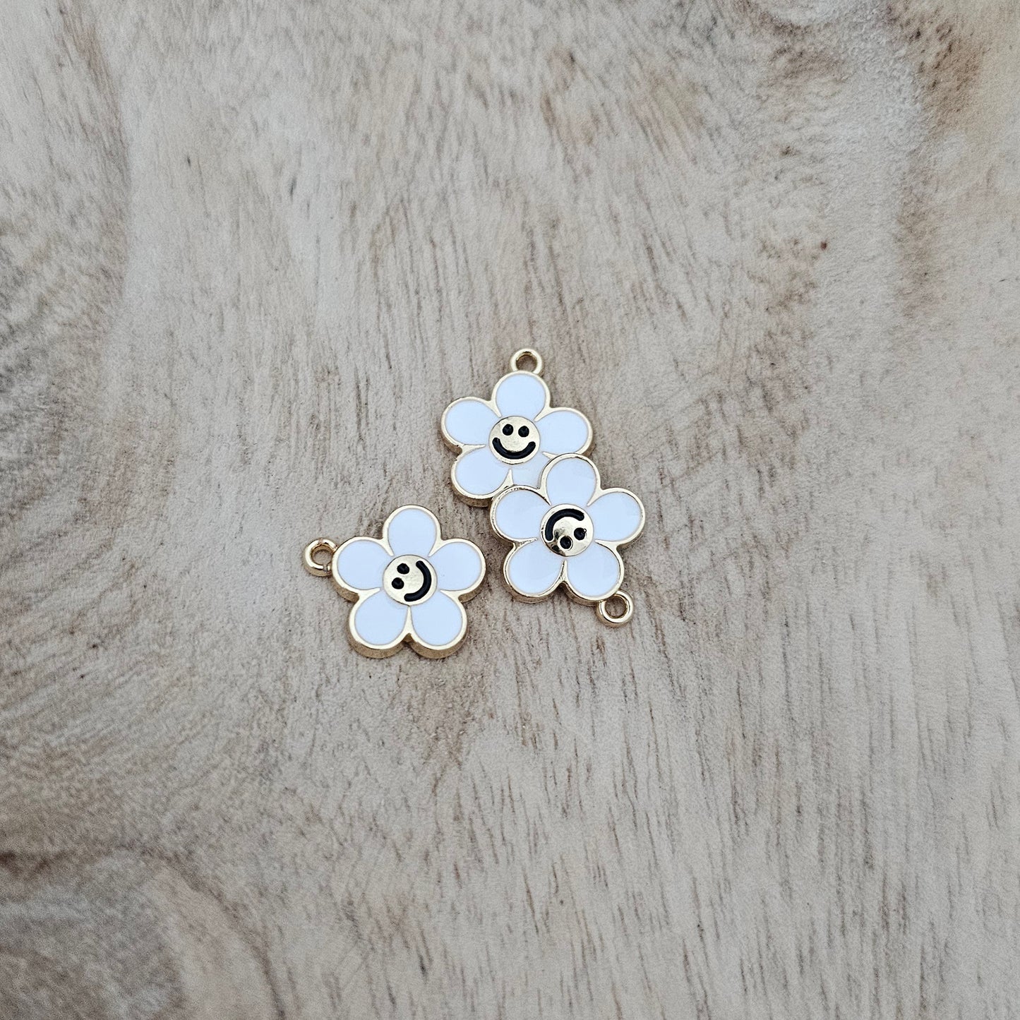 Custom Charms Flower Smiley White Charm