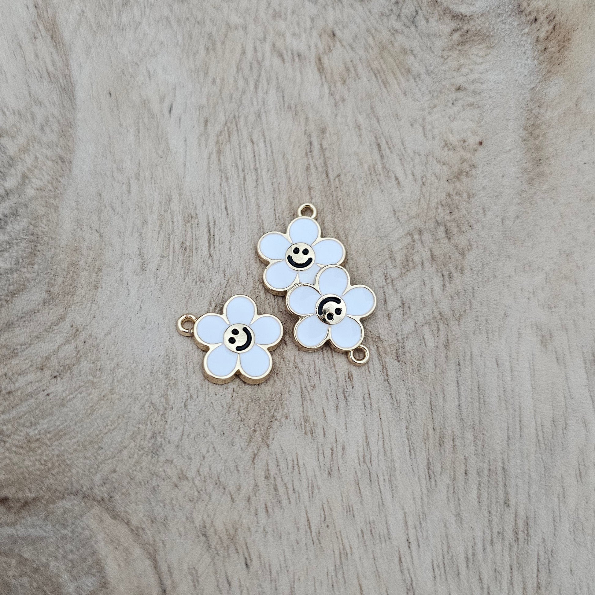 Custom Charms Flower Smiley White Charm