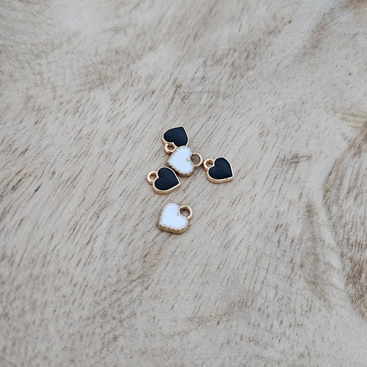 Custom Charms Mini Heart Black White Custom Charm Necklace