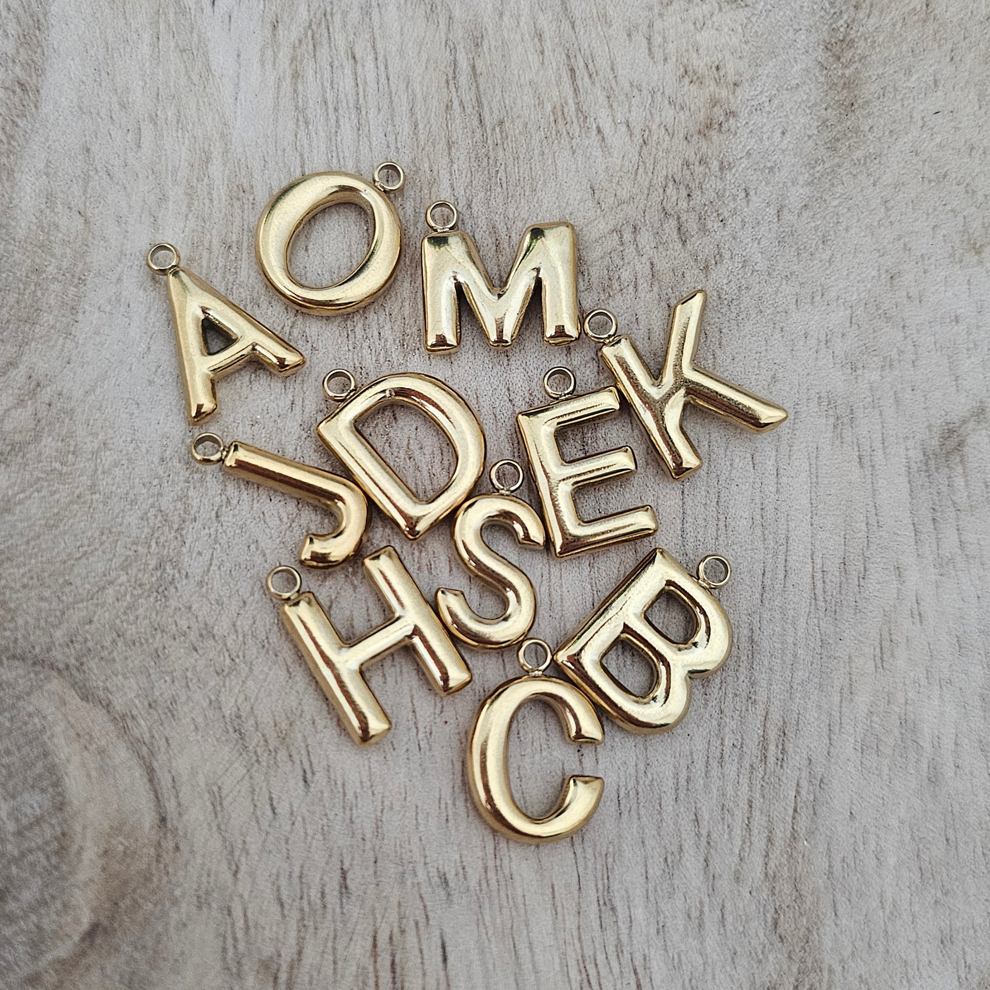 Gold Bubble Alphabet Charm Custom Charm Necklace