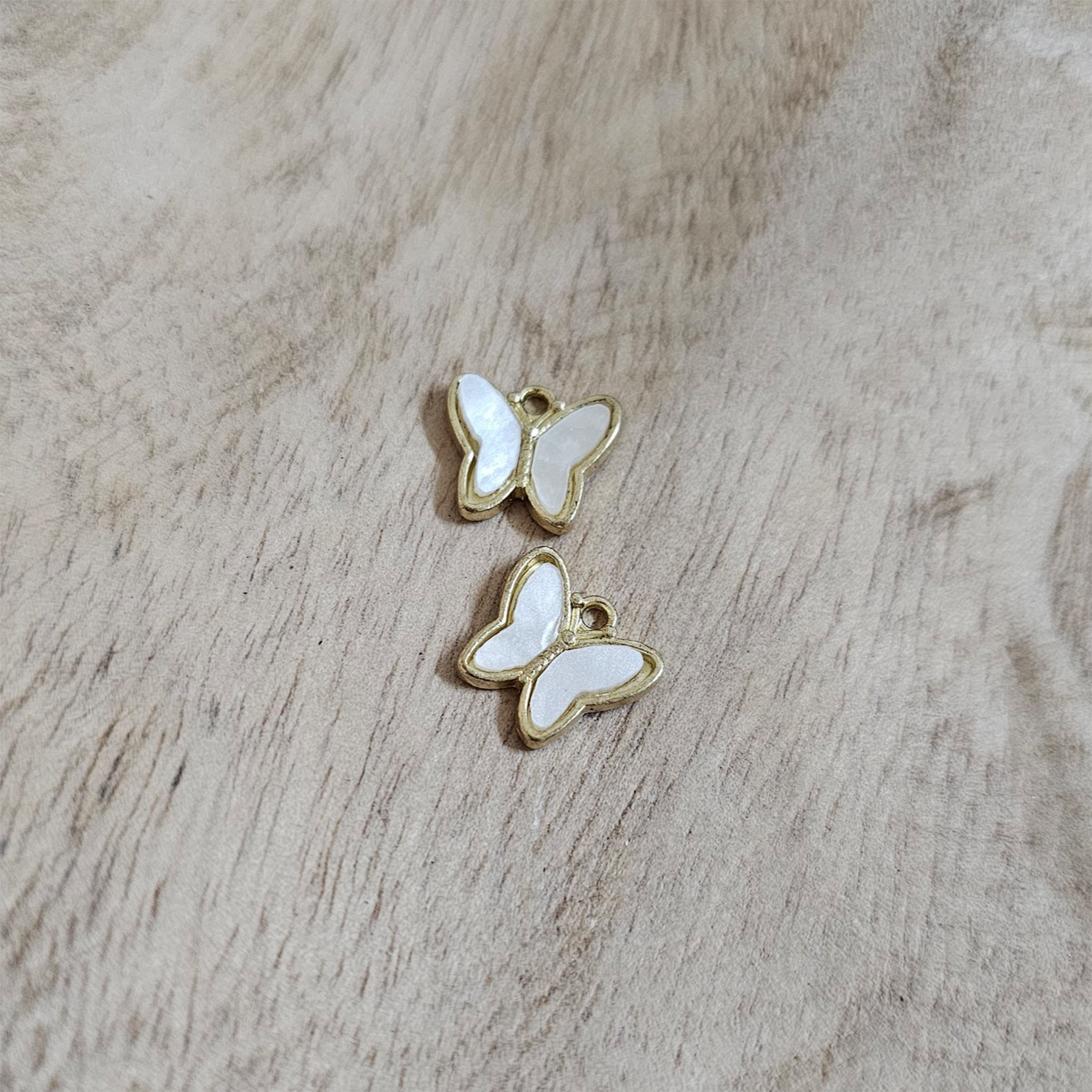 Gold Butterfly Charm with White Shell Custom Charm Necklace