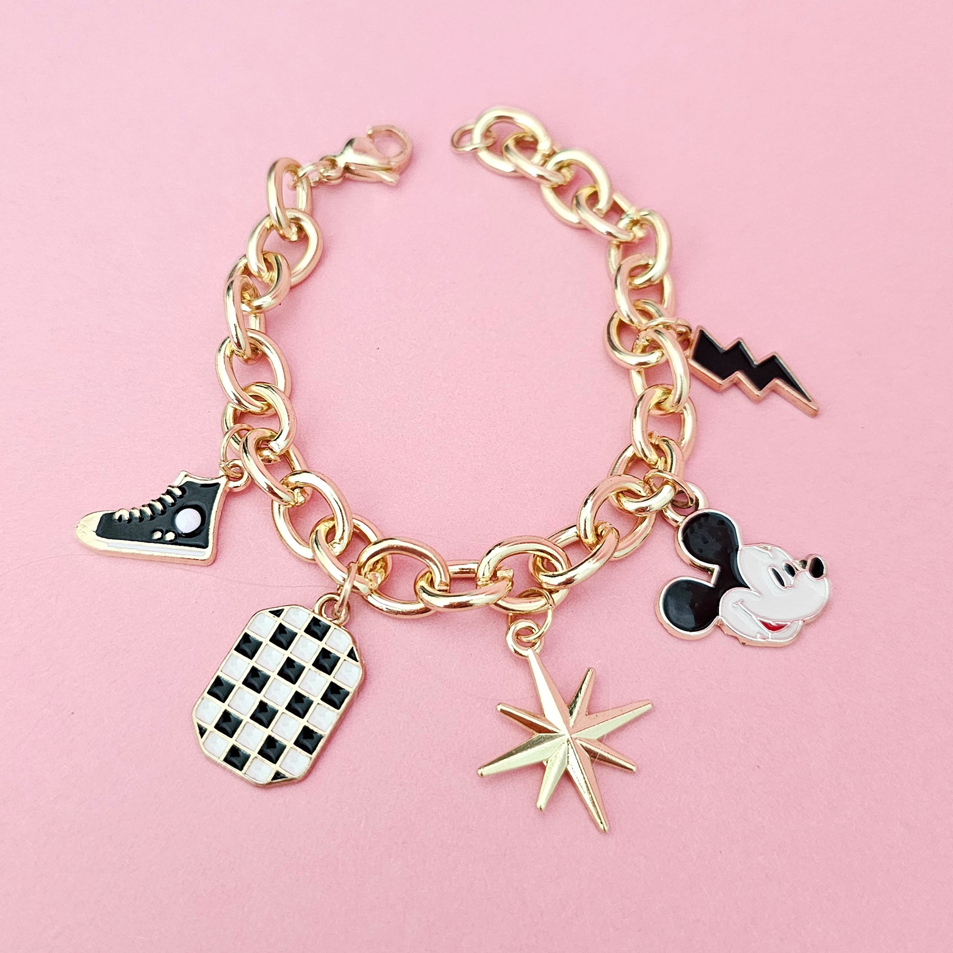Gold Chunky Custom Charm Bracelet Star Charm