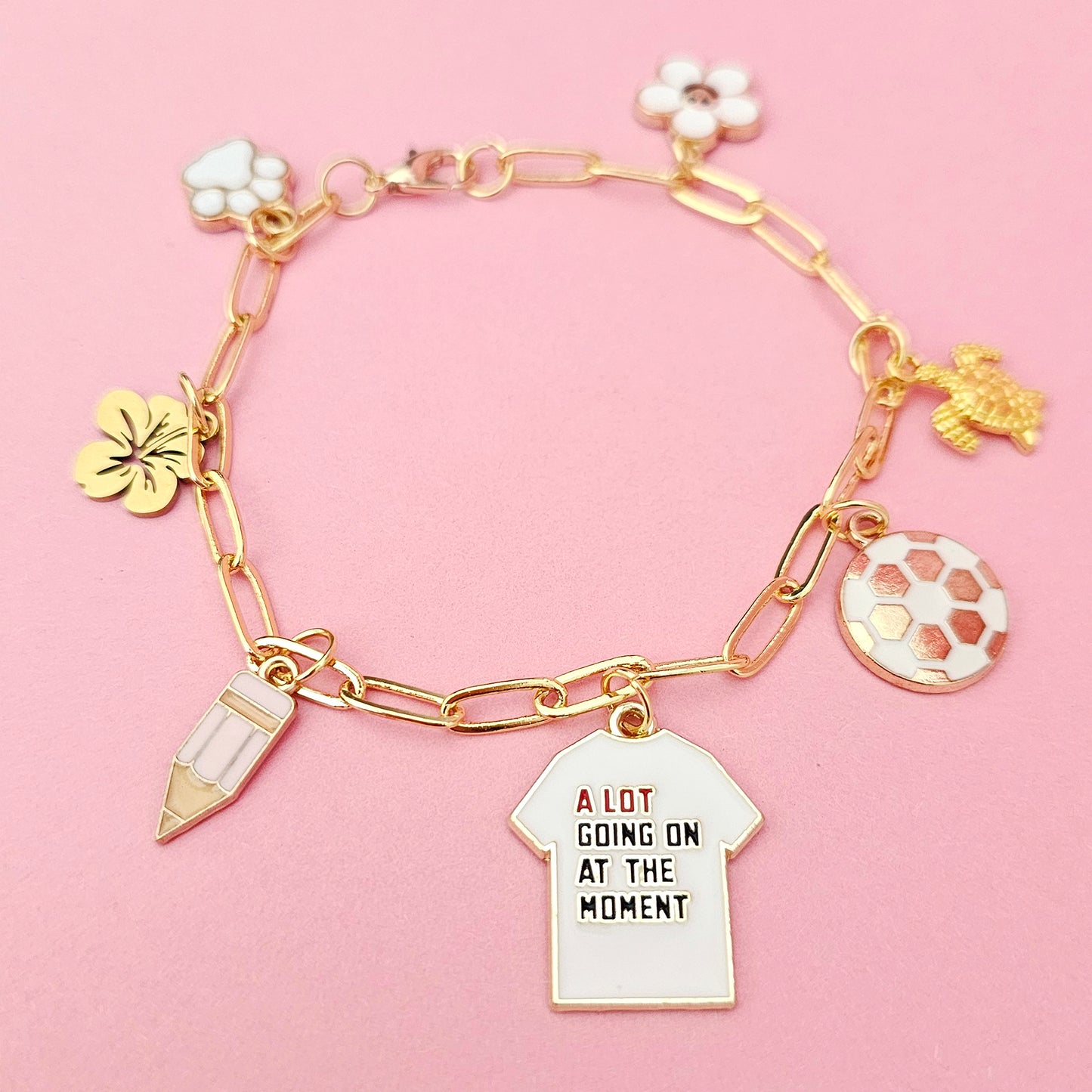 Gold Paperclip Custom Charm Bracelet Necklace Taylor Swift Shirt