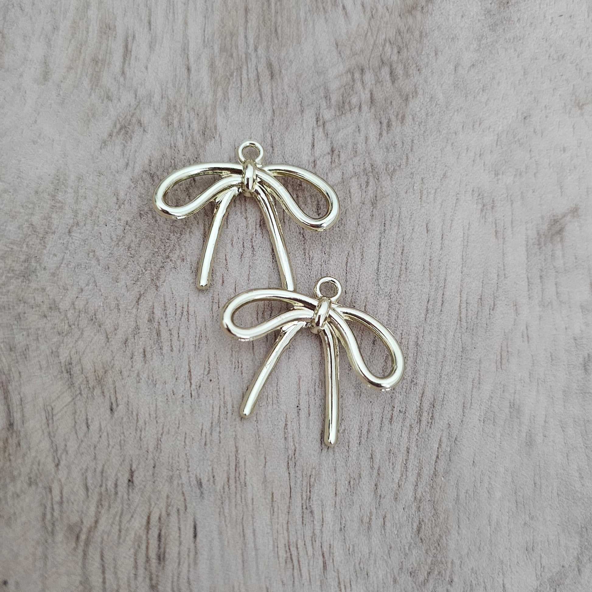 Gold String Bow Custom Charm Necklace