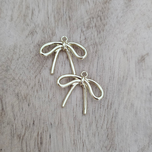 Gold String Bow Custom Charm Necklace