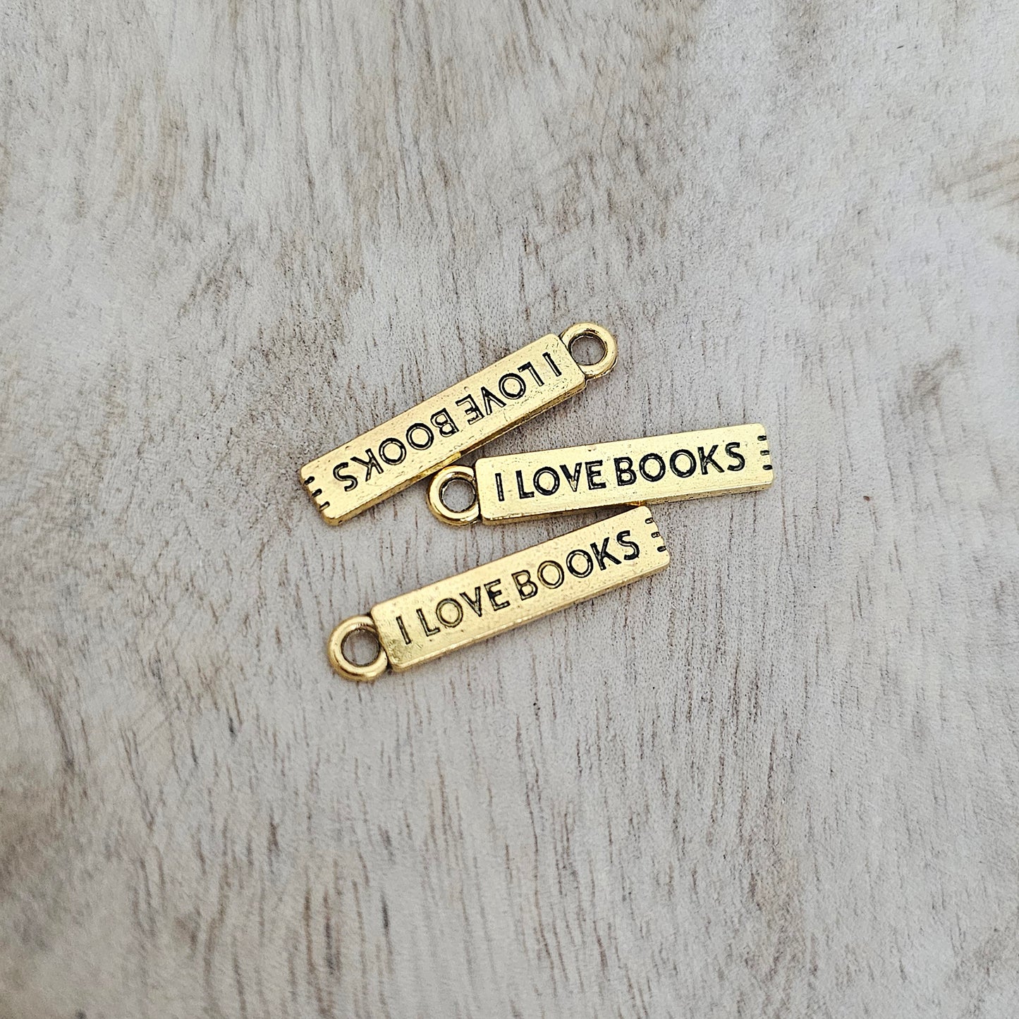 I Love Books Gold Charm Custom Charm Necklace