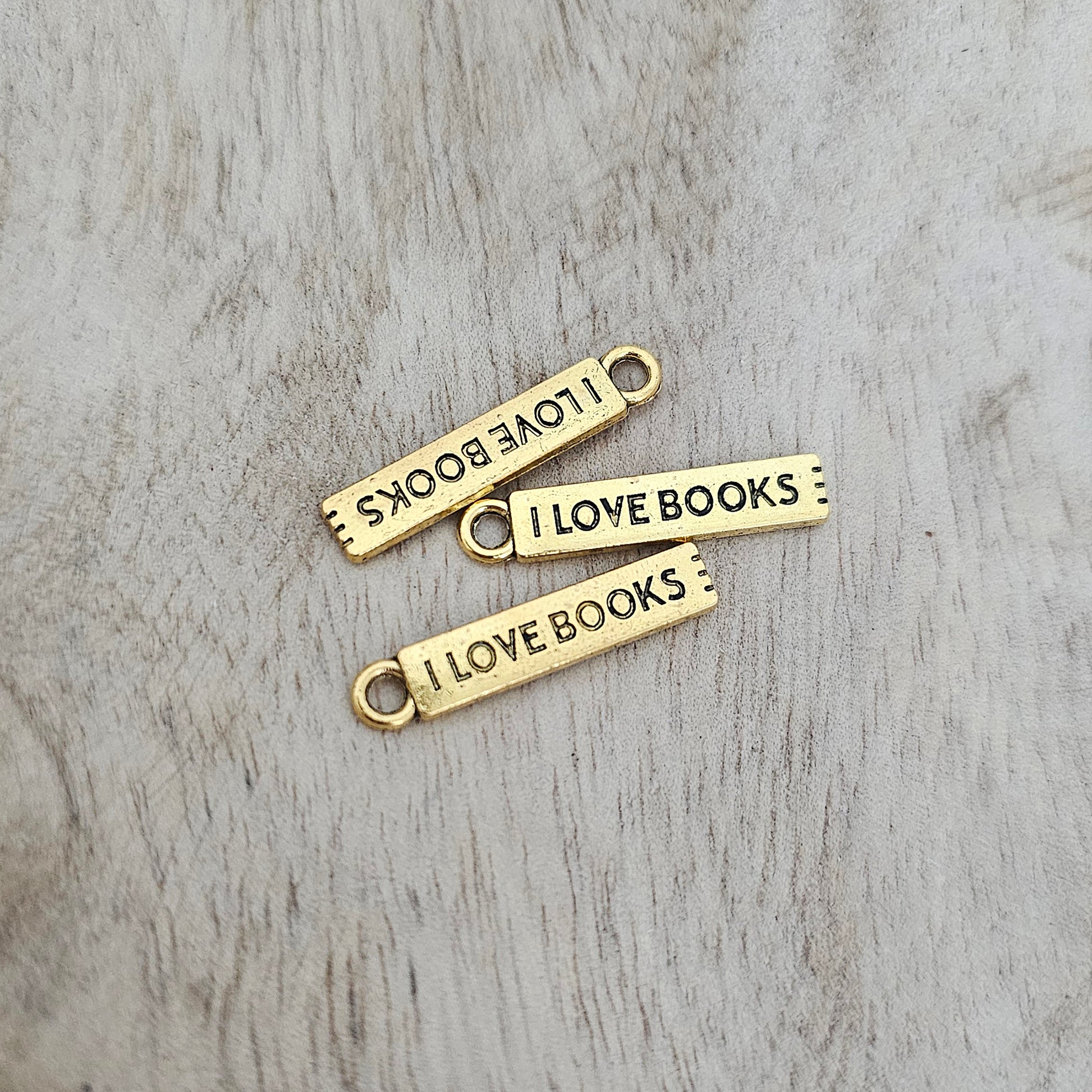 I Love Books Gold Charm Custom Charm Necklace