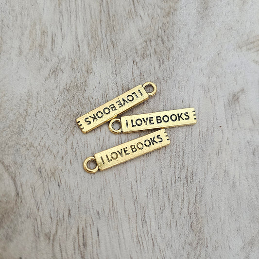 I Love Books Gold Charm Custom Charm Necklace