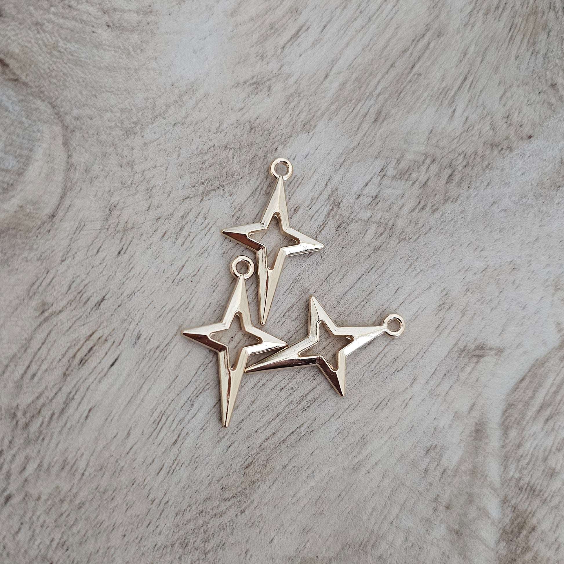 Large Retro Star Charm Gold Custom Charm Necklace