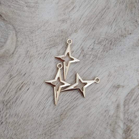 Large Retro Star Charm Gold Custom Charm Necklace