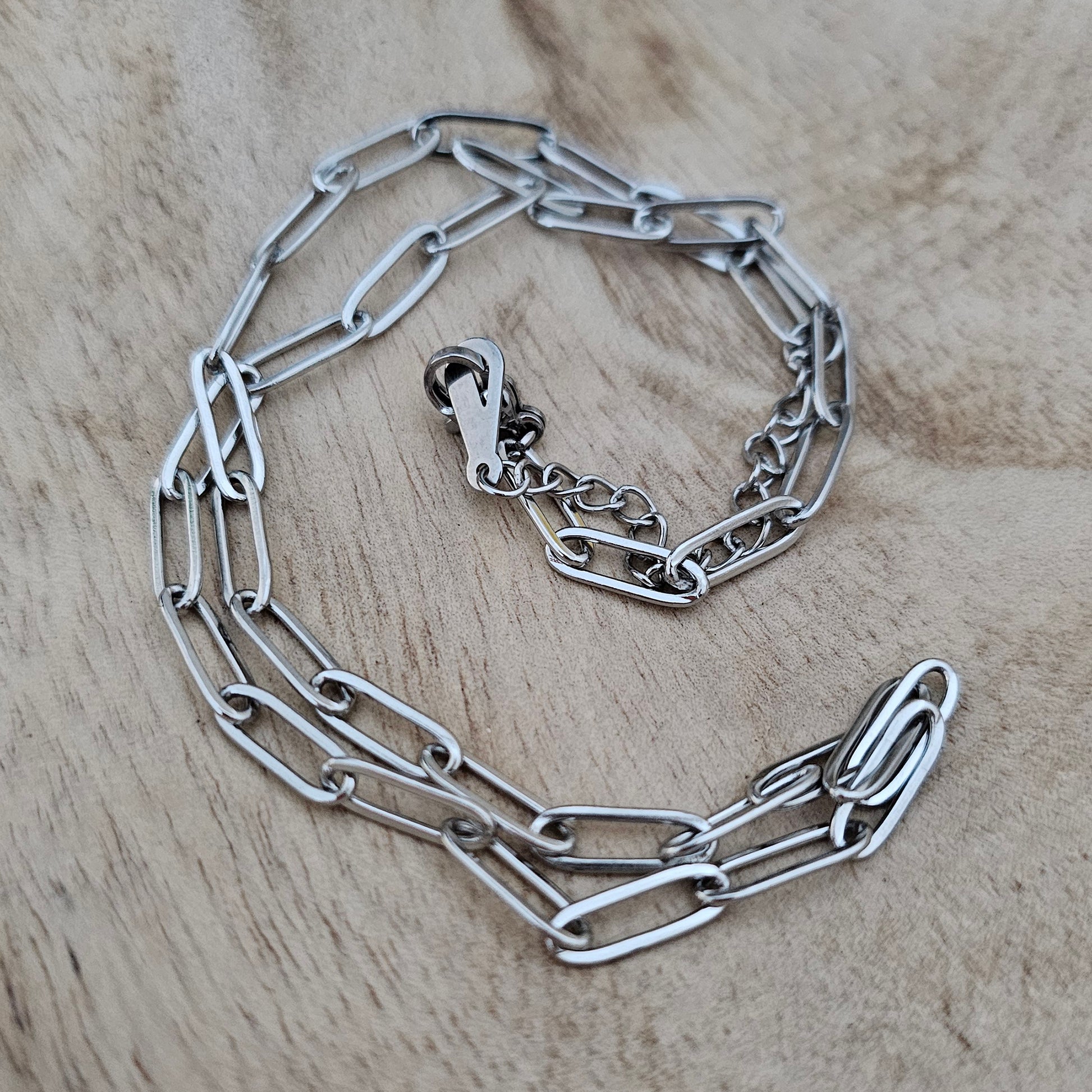 Large Silver Paperclip Chain Custom Charm Necklace