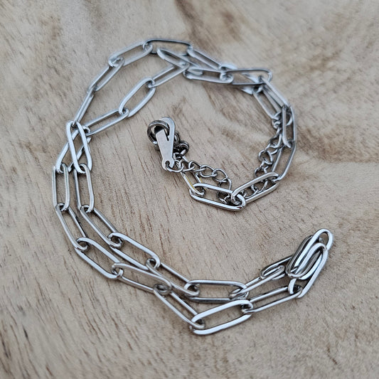 Large Silver Paperclip Chain Custom Charm Necklace