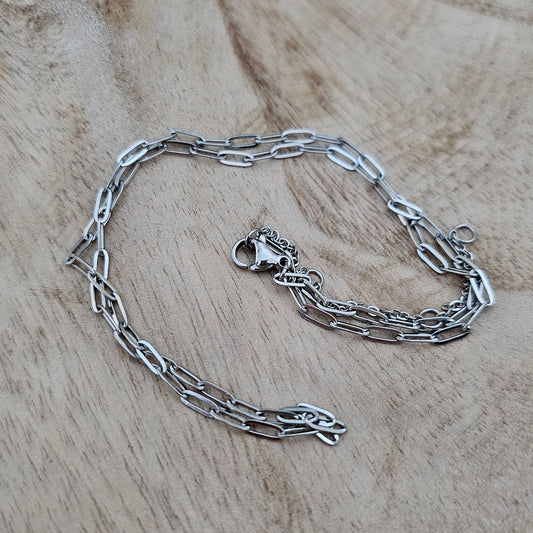 Med Silver Paperclip Chain Custom Charm Necklace