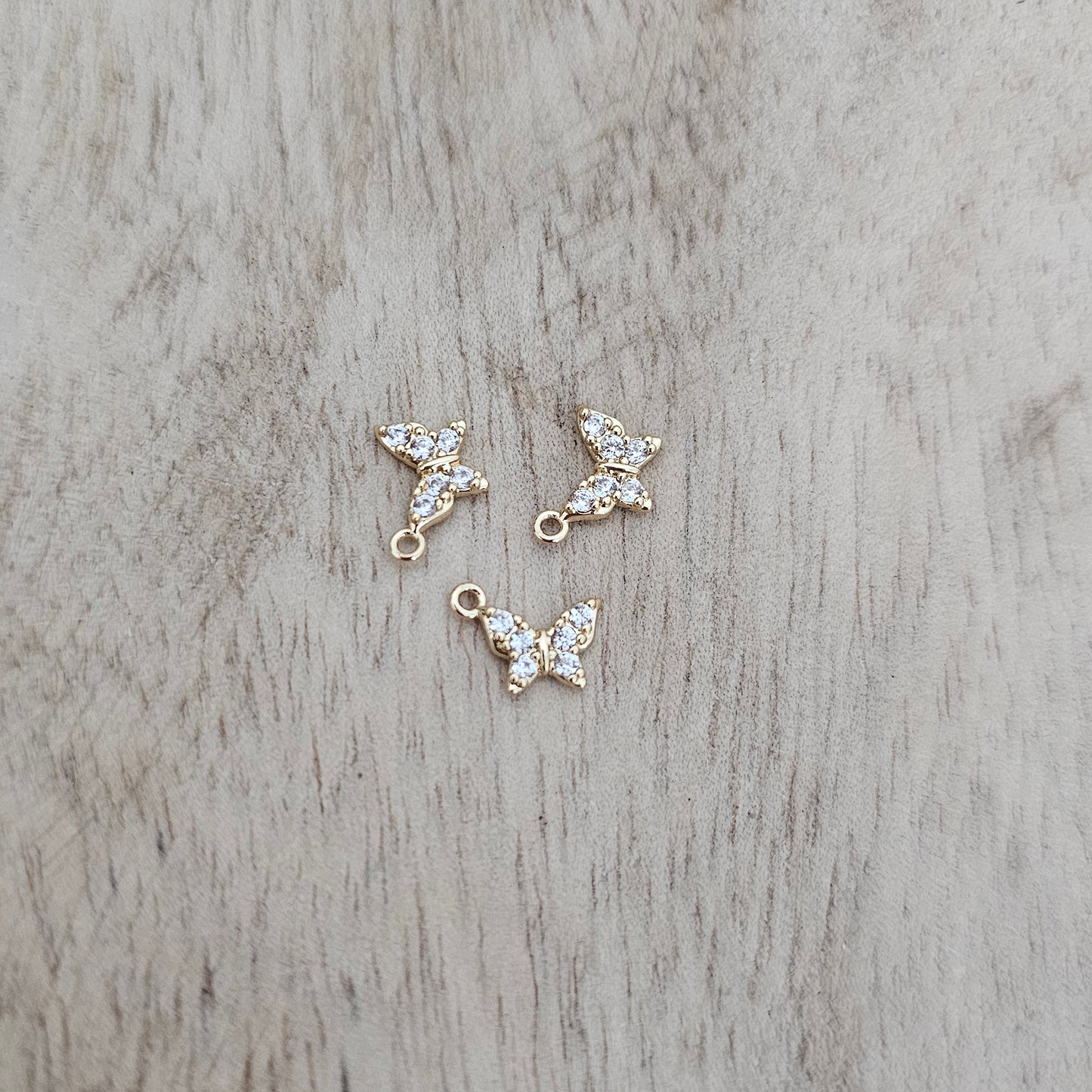 Mini Crystal Butterfly Gold Charm Custom Charm Necklace