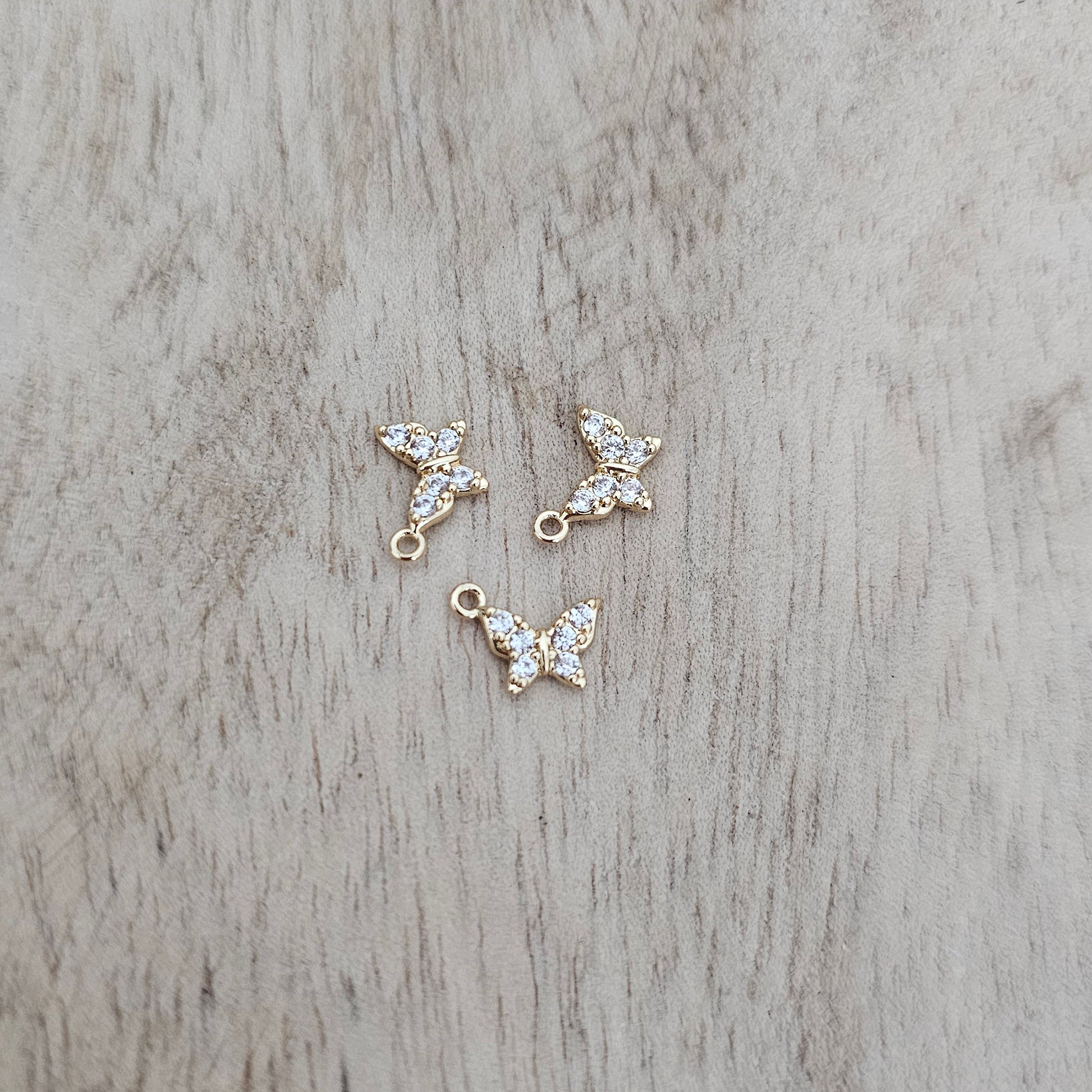 Mini Crystal Butterfly Gold Charm Custom Charm Necklace
