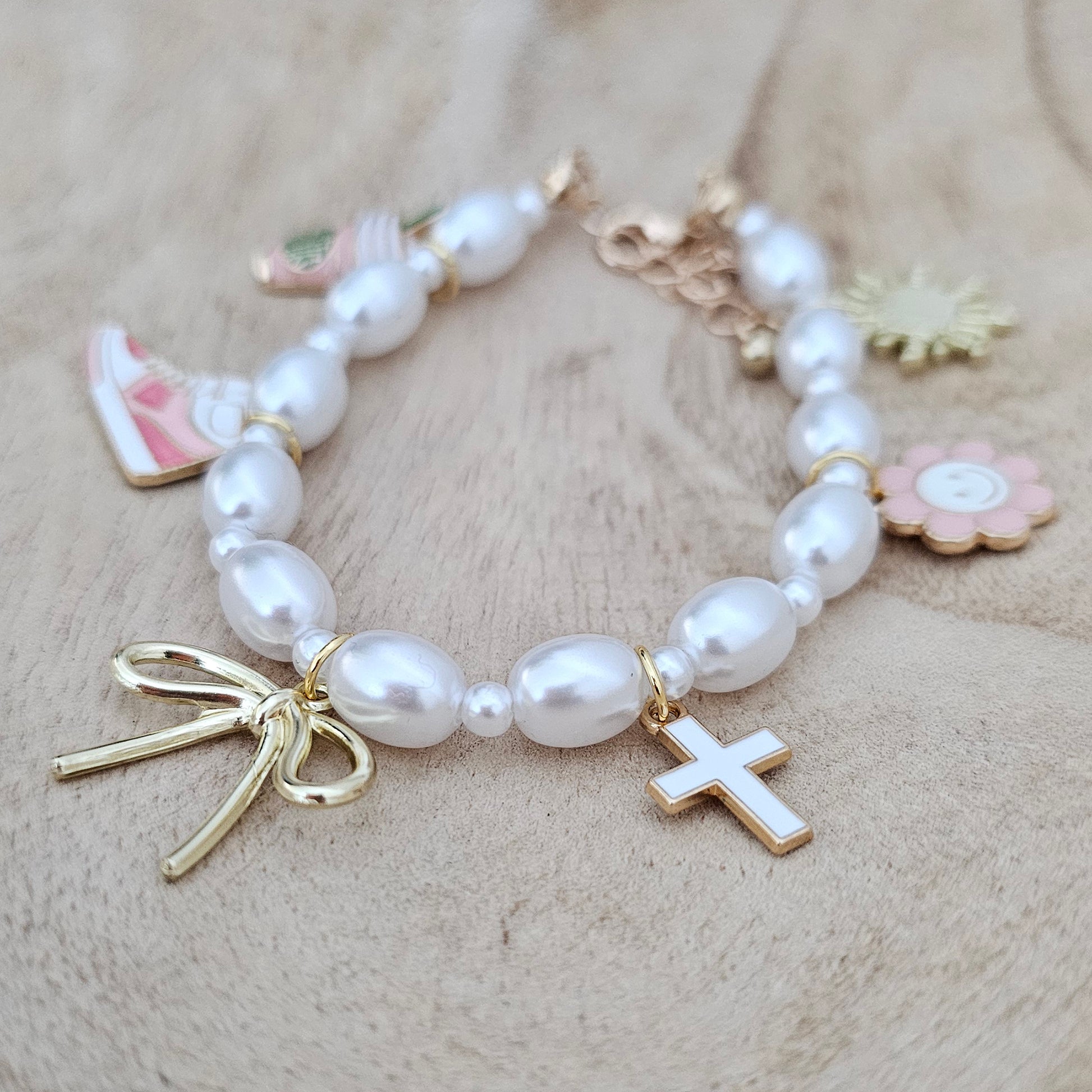 Pearl Custom Charm Bracelet Tennis Shoe