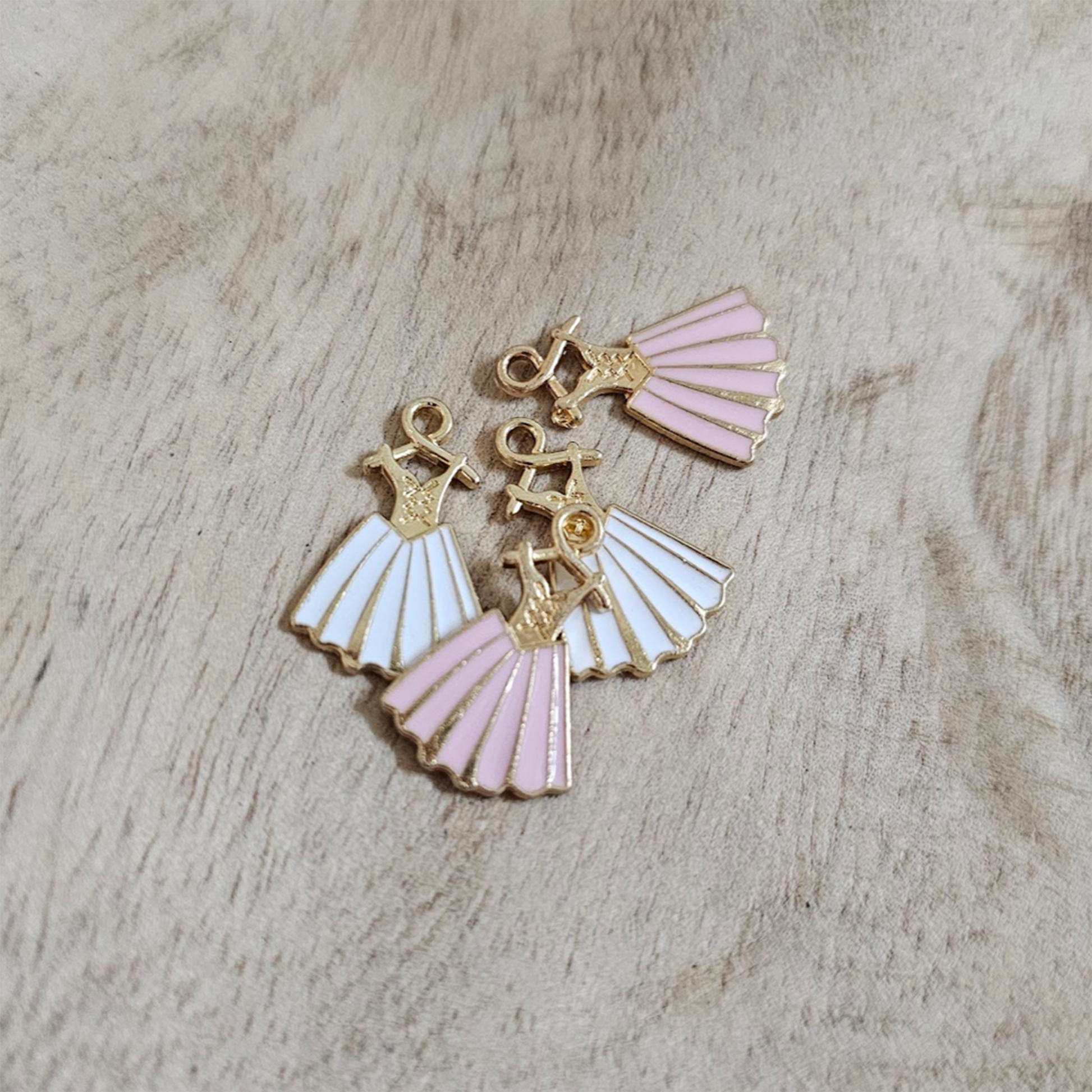 Pink Ballet Dress Gold Charm Custom Charm Necklace