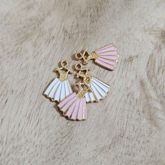 Pink Ballet Dress Gold Charm Custom Charm Necklace