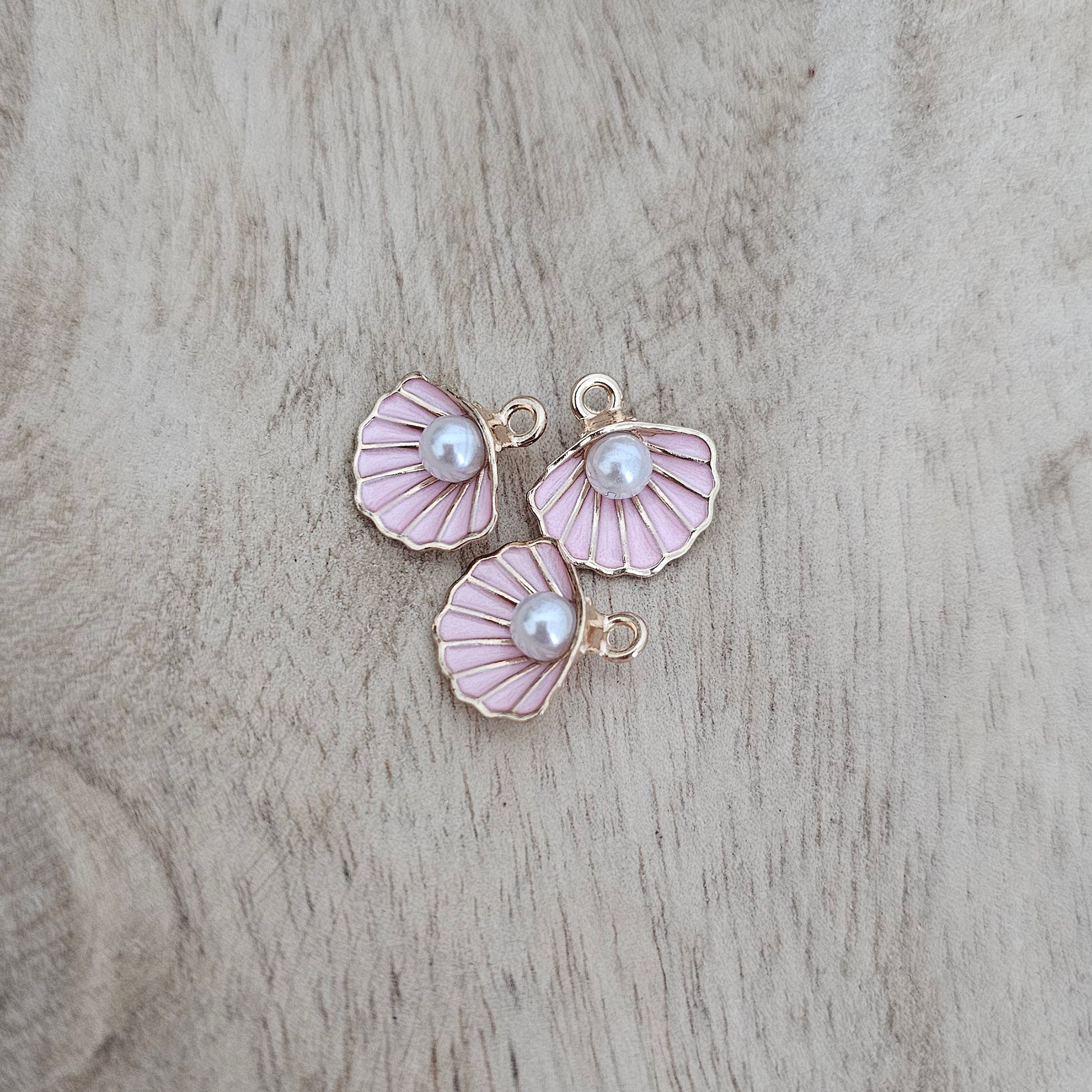 Pink Seashell with Pear Charm Custom Charm Necklace