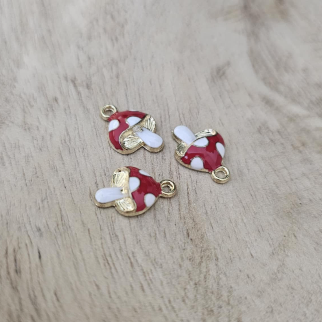 Red Mushroom Gold Charm Custom Charm Necklace