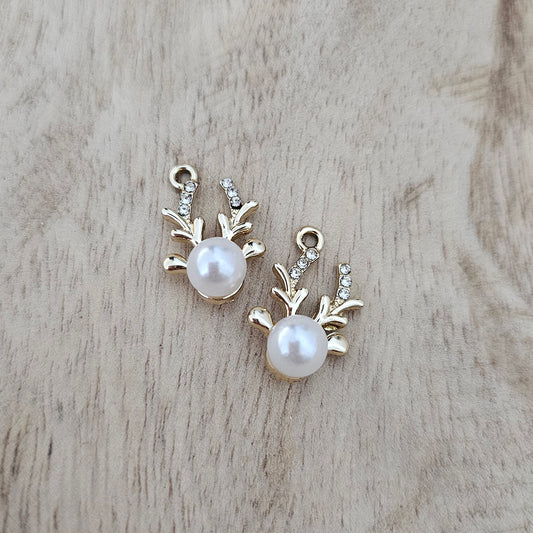 Reindeer Pearl Charm Custom Charm Necklace