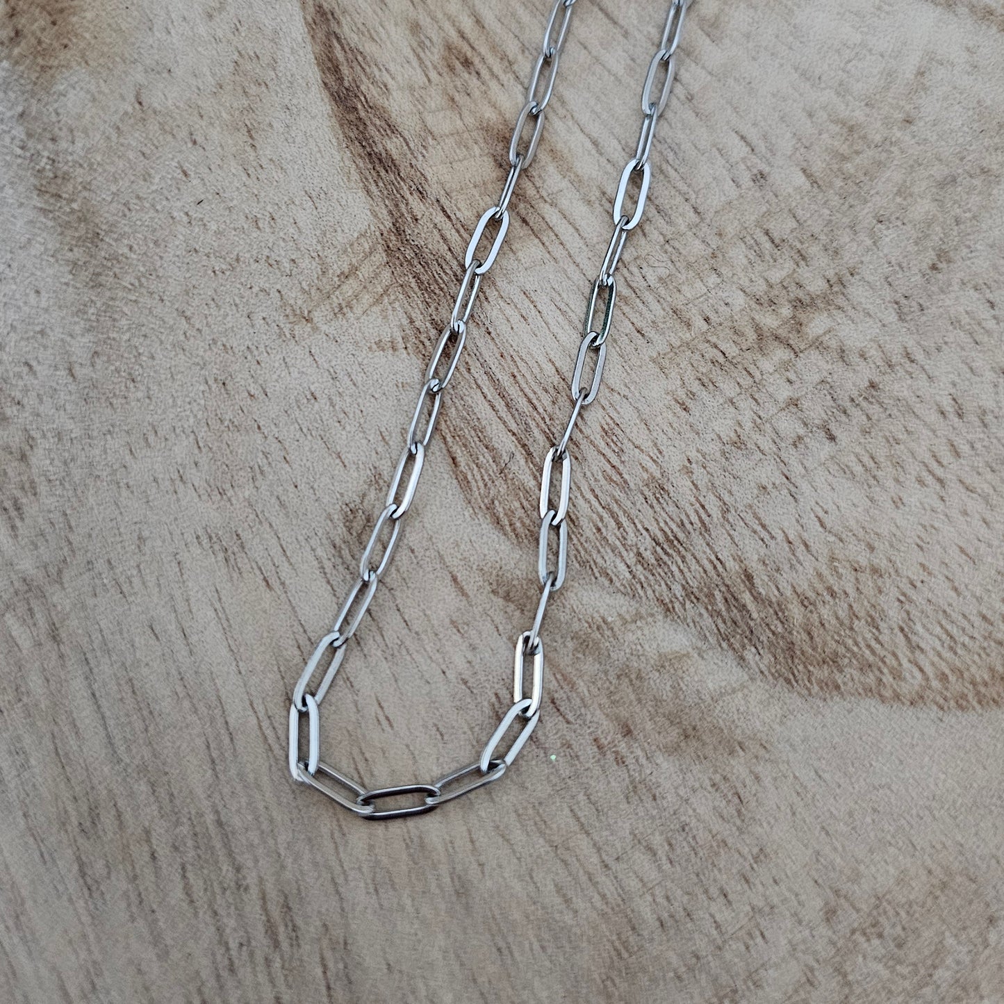 Silver Paperclip Chain Custom Charm Necklace