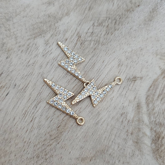 Sparkling Lightening Bolt Charm Custom Charm Necklace