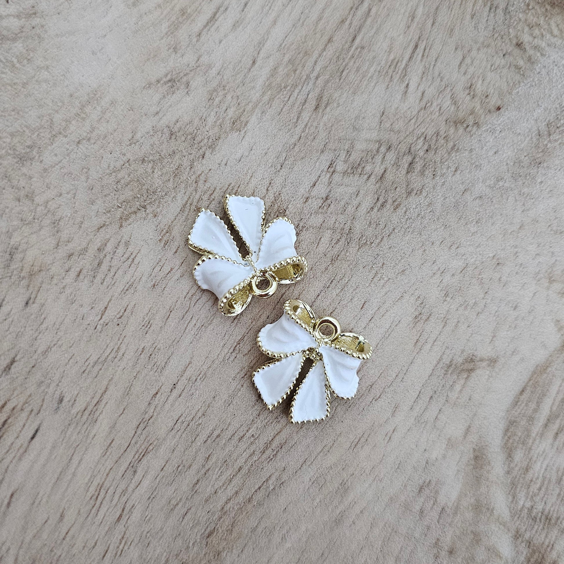 White Bow Charm Custom Charm Necklace
