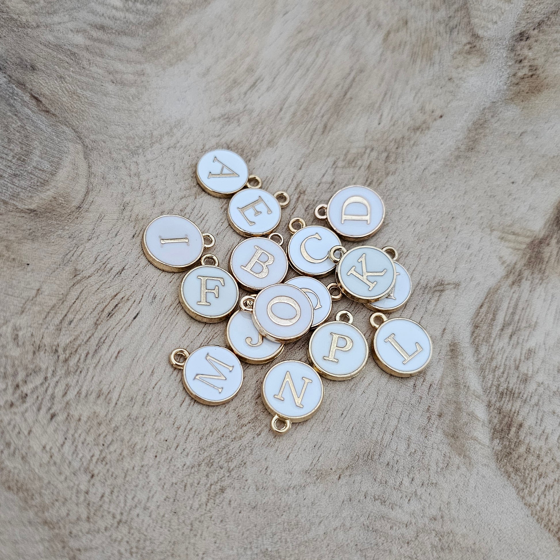White Circle Charm Gold Custom Charm Necklace
