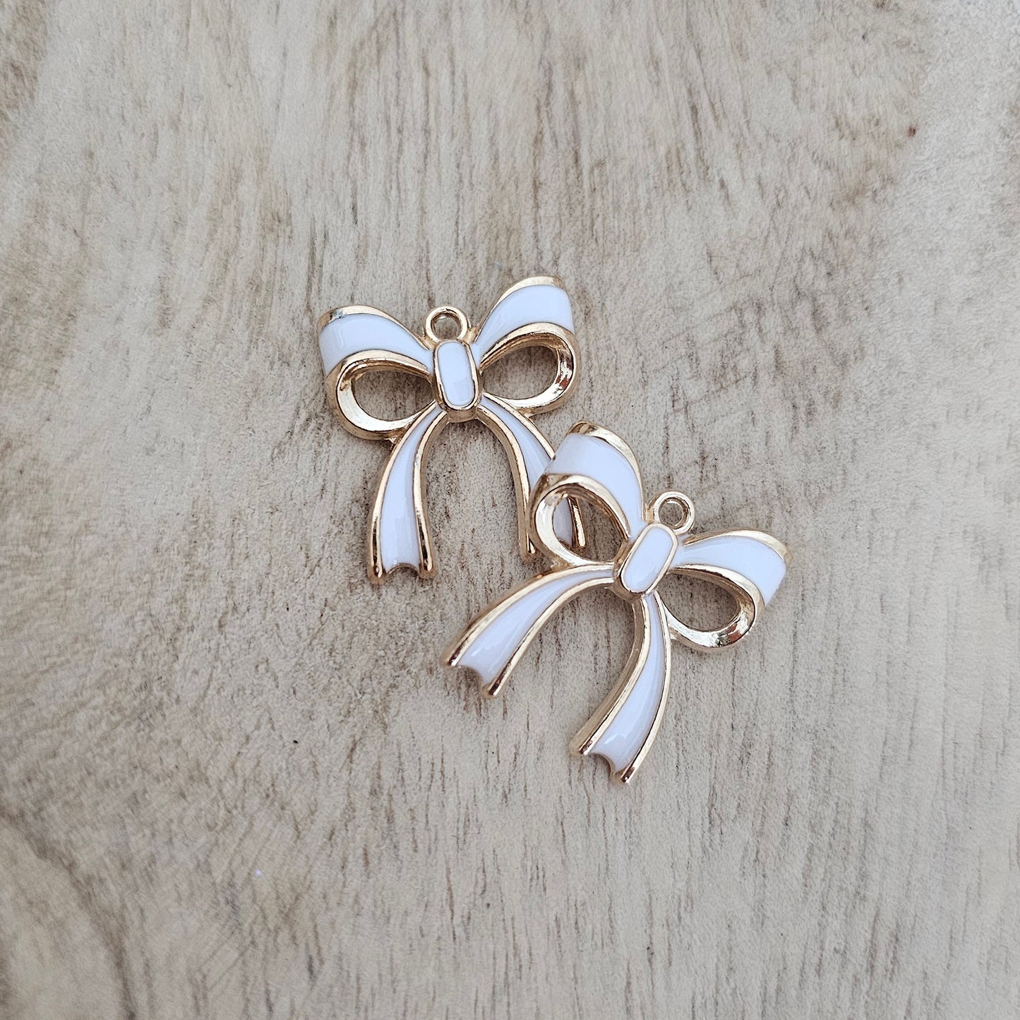 White Ribbon Bow Charm Custom Charm Necklace