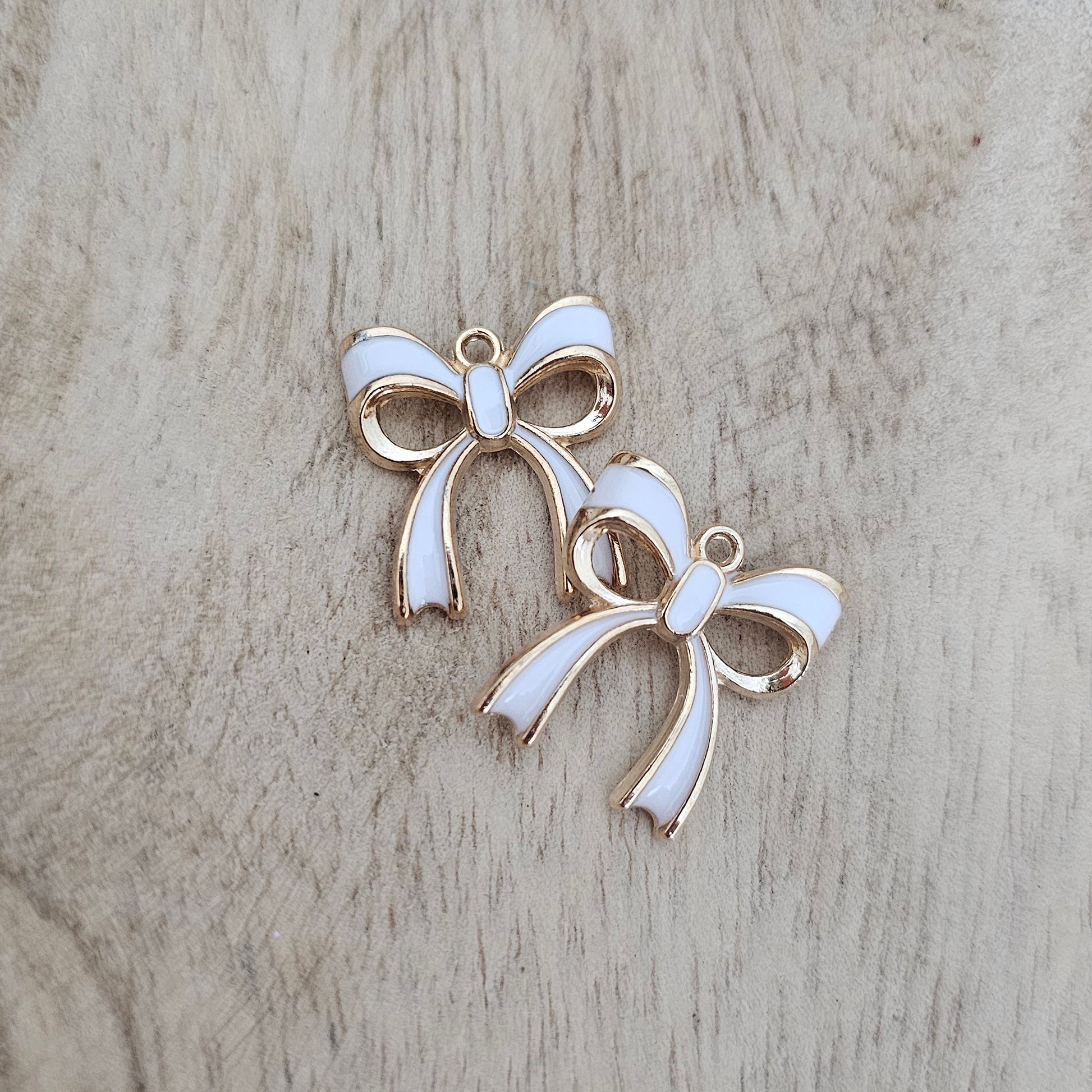 White Ribbon Bow Charm Custom Charm Necklace
